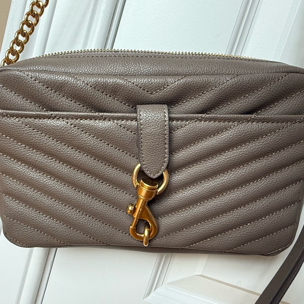 Rebeca Minkoff  gray Quilted Leather Crossbody Bag